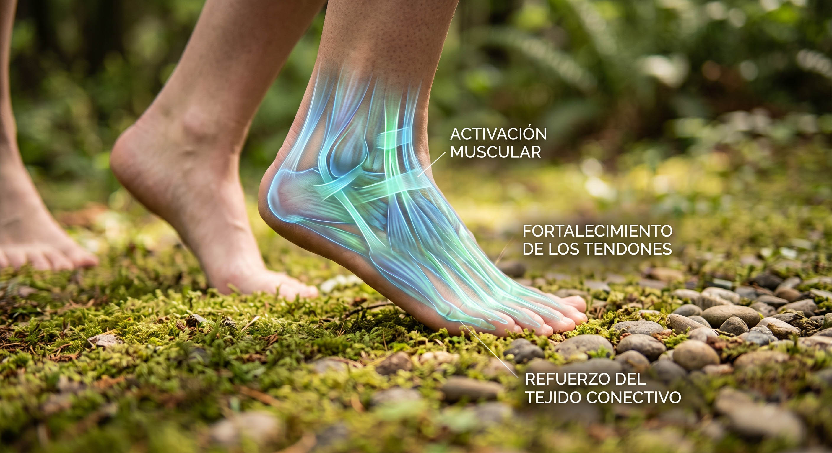 Biomecánica de carrera barefoot — aterrizaje de mediopié y reducción del impacto articular frente al taloneo con calzado convencional